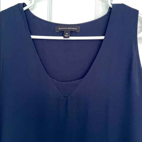 3/$25 Banana Republic Navy Tank Top with Ruffled Hem - Picture 2 of 6